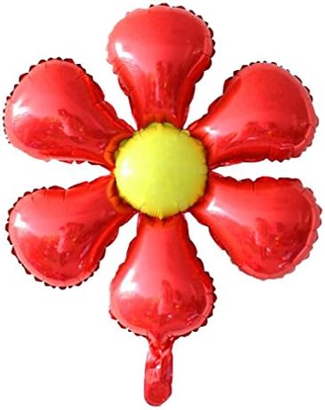 3 pieces x 18inches flower metallic foil helium Balloons for Birthday wedding Party Decoration (Red)