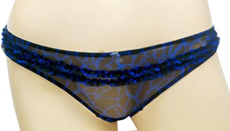 Leopard Thong Stretch Mesh Ruffle Front Keyhole Back. 3 Colors Size M