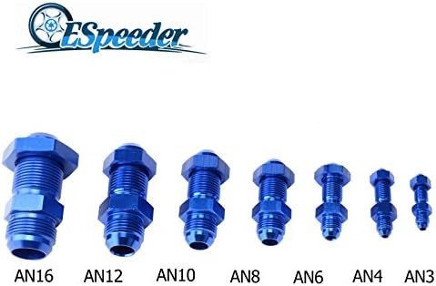 Daphot Store - AN3 Straight Flare Bulkhead Male Fuel Oil Hose Fitting Adapter With Anodized Nut Seal Locking Fitting Adapter Blue