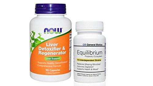 Equilibrium Probiotic and Now Foods Liver Detoxifier & Regenerator, Value Bundle of 1 Each