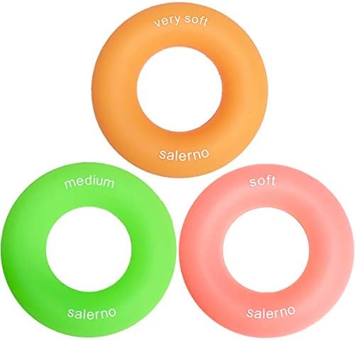 Salerno サレルノ ハンドエクササイズリング リング型 ハンドグリップ 硬さレベル３種類セット 握力