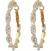 Twisted Hoop Earring Gold Rhinestone Huggie Earrings for Women Big Circle Earring Lightweight Hoop Earrings Hypoallergenic