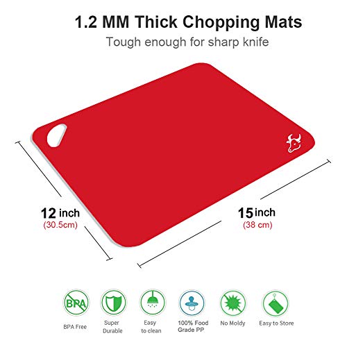 Flexible Cutting Board, Chopping Mat Color Coded With Food Icons Easy-Grip Handles Non-Slip Dotted Texture BPA-Free Food Cutting Mat Set For Kitchen Bar RV - Set Of 6