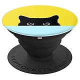 Peekaboo Black Kitty Cat - Funny Cat - PopSockets Grip and Stand for Phones and Tablets