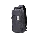 Dpark New Group Series Water-resistant Canvas& PU Sling Chest Shoulder Bag Pack Small Crossbody Backpacks Portable Sport Pack Travel Backpack for Men Women Child (Black)