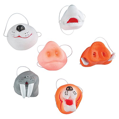 Vinyl Animal Nose Masks With Elastic Band - Pack Of 12 - 2.75" – 3.5" - Assorted Colored Animal Noses with Elastic Band - For Kids Great Party Favors, Fun, Prize, Costume, Dress Up - By Kidsco