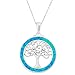 Sterling Silver Tree of Life Necklace with Created Opal Gemstone Mother of Pearl or Abalone Shell Pendant Necklace for Women