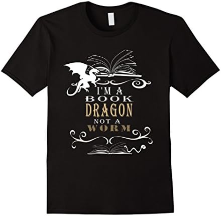 Men's I'm A Book Dragon Not A Worm T-Shirt Large Black