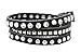 Mandala Crafts Stackable Rhinestone and Alloy Studs Black PU Leather Wrap Bracelet (Black)