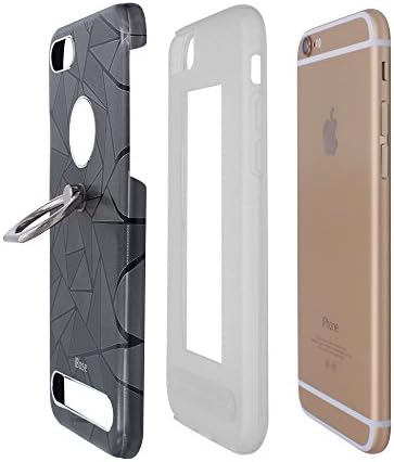 Iphone 7Plus Case Vogue Design Chic Ultra Rad Pyramid Stylish Diamond Pattern Aluminum Alloy Metal Flexible Protective Tpu Drop Resistant Cover with Holder for apple (4.7inch) (7P-black)