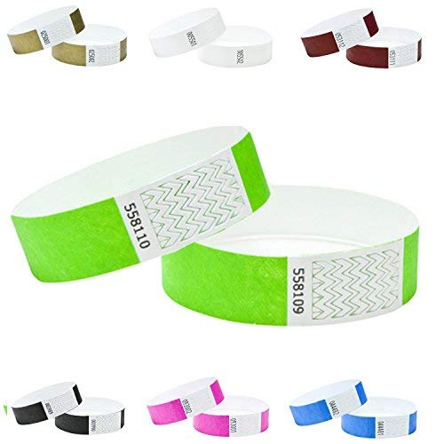 Wristbands Made with Dupont™ Tyvek®. 1000 Pack Neon Lime