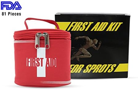 HERIGGA Compact First Aid Kit Fresh Emergency Bag,81 Pieces:Kinesiology Tapes, Wrap Bandage,Instant Cold Pack,Band-aid,etc Waterproof Portable for Car Travel Outdoor Sports Fitness Red