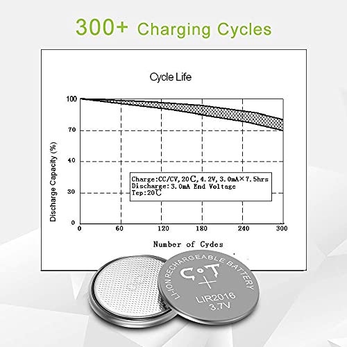 2 Pack LIR2016 Rechargeable Batteries with CTENERGY USB Lithium Coin