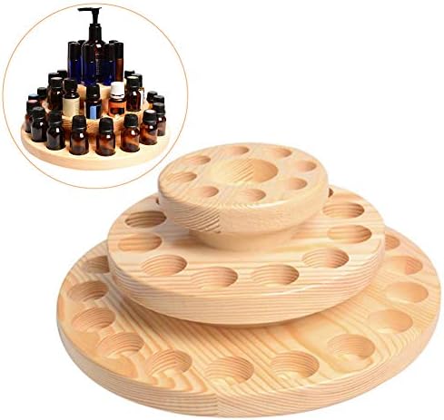 Jumpplay 3-Tier Wooden Essential Oil Display Storage Organizer Rack Stand Cosmetic Organizer Rack Holder for 59 Pieces