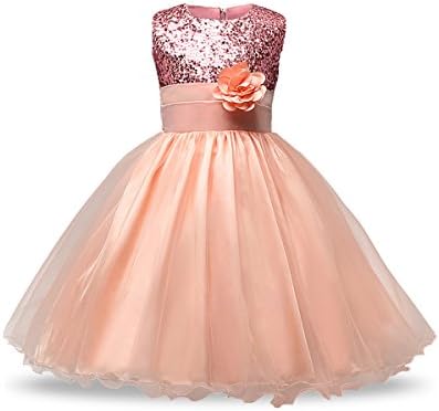 xiyan Kids Sparkly Sequin Flower Dresses Wedding Gowns Dress Tull Sleeveless Party Ball Gown for Girls Skirt