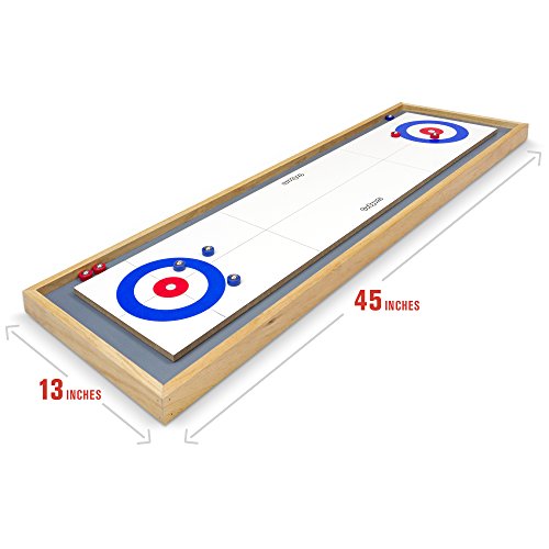 GoSports-Shuffleboard-and-Curling-2-in-1-Table-Top-Board-Game-with-8-Rollers-Great-for-Family-Fun