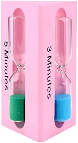 Sand Timer, iPhyhe Triangular Wood Kitchen Timer Hourglass (3/5/7mins Pink)