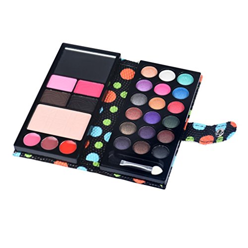 Single baked Palette Matte and Shimmer professional eyeshadow+ makeup brush Cosmetics set, 26 Colors Eye Shadow Makeup Palette Cosmetic Eyeshadow Blush Lip Gloss Powder Cosmetic Bag (Black)