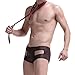 Men's Sexy Faux Leather Underwear MASS21 Bulge Pouch Hollowed Boxer Brief Trunk