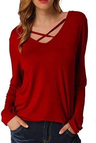 Dutebare Women Criss Cross Shirt Deep V Neck Tops Short Sleeve Casual Tee Blouse