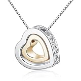 iLH® Clearance Deals Classic Women Double Heart Crystal Rhinestone Silver Chain Pendant Necklace Jewelry Romantic Gift by ZYooh (Silver 1)