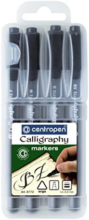 Centropen Calligraphy Set with 4 chisel tip in 4 sizes (line length: 1.4-2.5-3.5-4.8 mm)