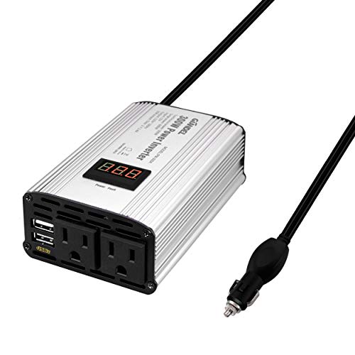 300W Power Inverter DC 12V to 110V AC Car Inverter with 4.8A Dual USB Car Adapter with LED display