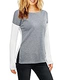Allegra K Women Color Block Side-Slit Paneled Slim Fit Ribbed Top