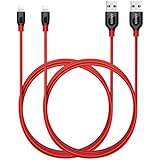 [2-Pack] Anker PowerLine+ Lightning Cable (6ft) Durable and Fast Charging Cable [Aramid Fiber &amp; Double Braided Nylon] for iPhone X / 8 / 8 Plus / 7 / 7 Plus / 6 / 6 Plus / 5s / iPad and More (Red)