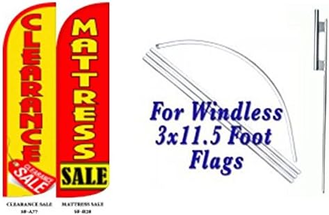 Clearance Sale, Mattress Sale Windless Full Sleeve Extra Protection King Size Swooper Flag with Pole and Ground Spike Pack of 2