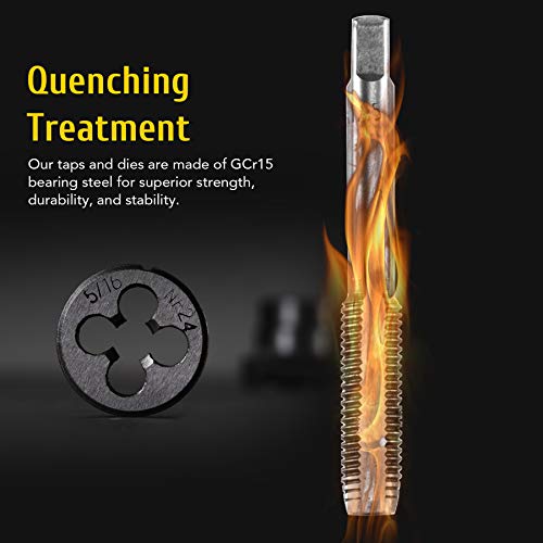 OMT 60 PCS Tap and Die Set Metric and Standard Sizes Included Tap Die