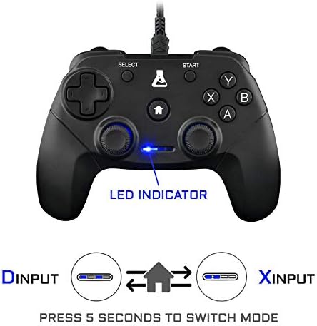 Controlador de jogos g-lab k-pad thorium para pc e ps3 com usb - vibração integrada - joystick para pc com windows 10-11, ps3, android (usb)