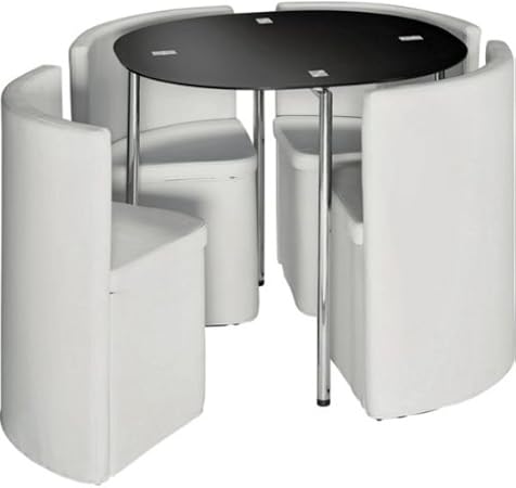 Essentialz Hygena Round Space Saver White Dining Table And Chair Set With Microfibre Hsb Cleaning Glove Amazon Co Uk Kitchen Home