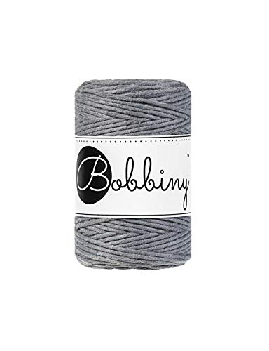 Bobbiny Oeko-Tex Premium Organic Cotton Macramé Yarn, 1.5 mm x 100 m steel
