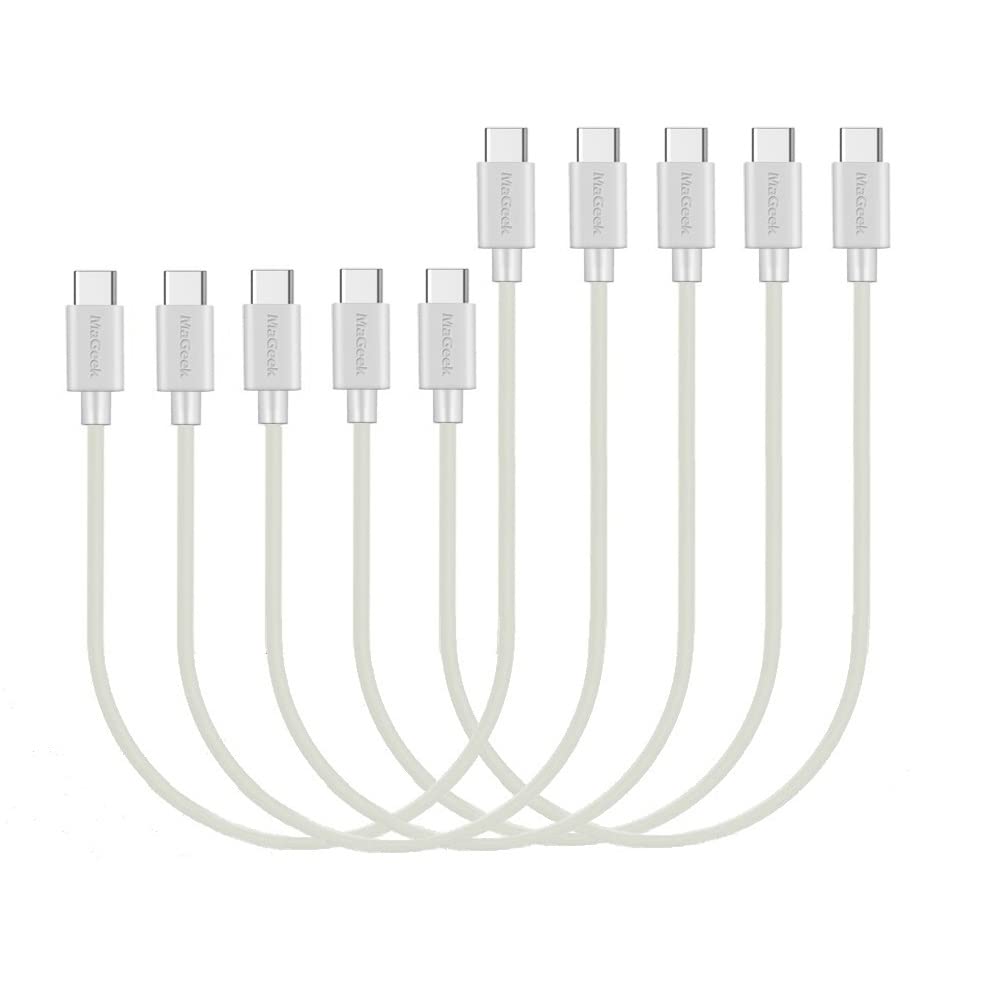 MaGeek USB Type-C To Type-C Cable, (5-Pack)(0.3m) Short USB-C to USB-C 2.0 Cables for Samsung Galaxy S20, S10, S9, S8 Nexus 6P, MacBook, Google Pixel XL, and more (White)