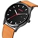 Tamlee Men's Watches Ultra Thin Case Leather Quartz Watch Waterproof Wristwatch