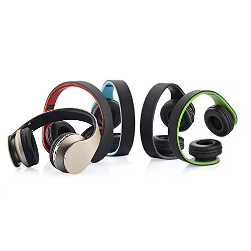Casque Bluetooth, PowerLocus Sans Fil Bluetooth Over-Ear Stéréo Pliable Casque , Filaire Headsets Cancellation du Bruit Avec Microphone pour iPhone, Samsung, LG, iPad (Or)