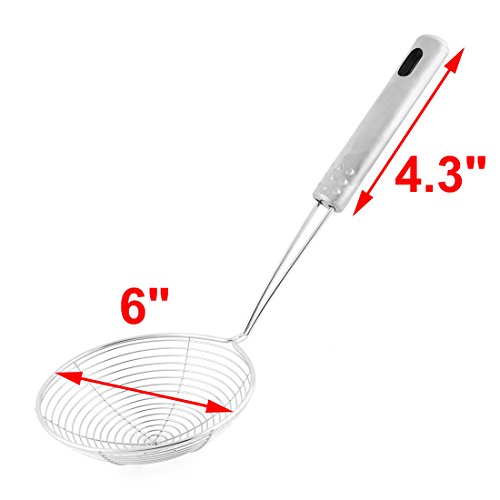 uxcell Metal Wire Spiral Mesh Kitchen Frying Skimmer Strainer Filter Ladle 6 Inch Dia