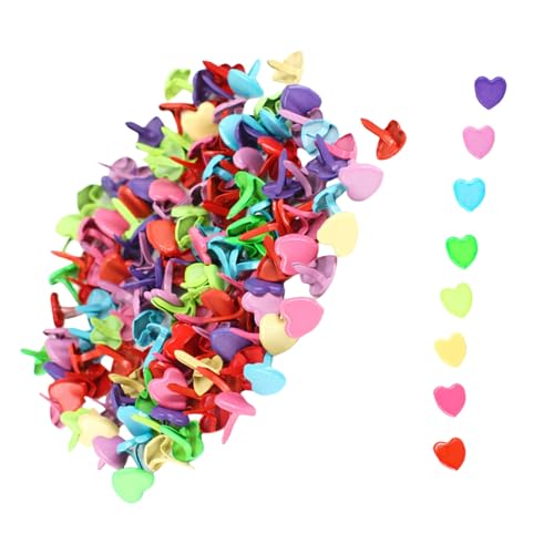 100Pcs Split Pins Multicolor Metal Brads Paper Fasteners Scrapbooking Brads Round Flower Heart Brads for Paper Craft
