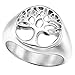 MOWOM Silver Tone Stainless Steel Ring Tree Of Life