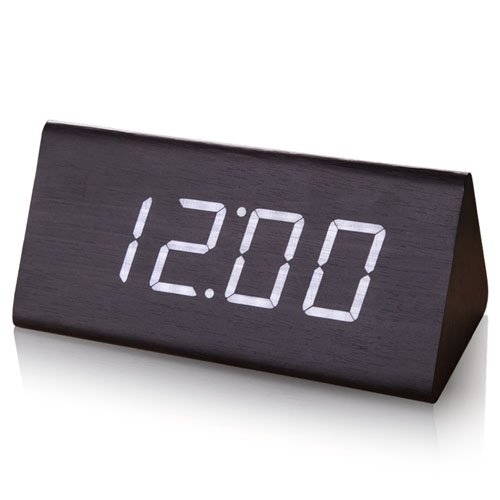 Fashion creative alarm clock wooden clock electronic clock retro living room modern luminous clock clock mute, 21cmx10.5cmx9.5cm