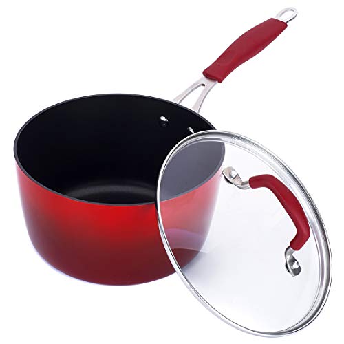Momscook Saucepan 3Quart Classic Brights Hard Enamel Aluminum Nonstick