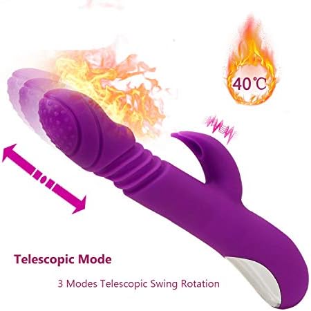 2018 Popular for Adǔlt Couple T0ys Telescopic Heating Rod AV Stick Thrusting Rabbǐt ViBráTōr Couple T0ys for Women Clǐtǒris Stimulat0r Rotating ViBráTōr Purple