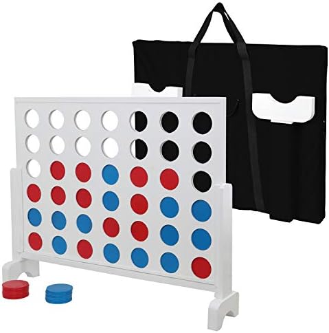 LEMY Giant 4 in a Row Game Set Wooden Four Connect in a Row Game 3ft Width x 2.25ft Tall Jumbo 4 to Score Board Game w/ Carrying Case