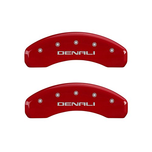 MGP Caliper Covers 34009SDNLRD 'DENALI' Engraved Caliper Cover with Red Powder Coat Finish and Silver Characters, (Set of 4) (Certified Refurbished)