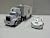Disney Pixar Cars White Apple Mack Racer's Truck & Jobs Toy Car 1:55 Loose New