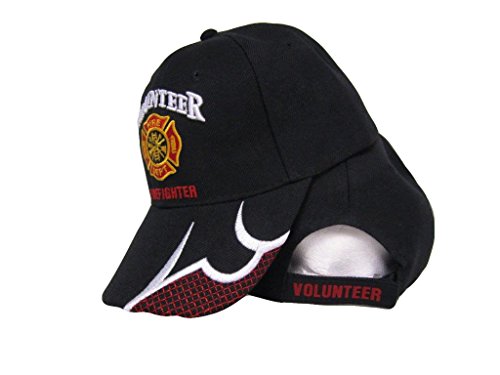 Black Volunteer Firefighter Fire Fighter Dept. Department Baseball Cap Hat