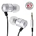 GOgroove Silver Earbuds In-Ear Earphones with Deep Bass & Custom Ear Gels - Noise Isolating Design , Durable Alloy Housing , & Angled for Comfort - Great for the Music , Podcasts , & More