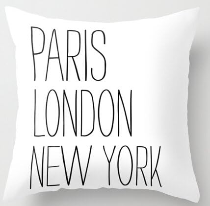 hello halo Funny Black White Paris London Rome and New York Zippered Pillowcase Throw Pillow Case Cover Twin Sides Printed
