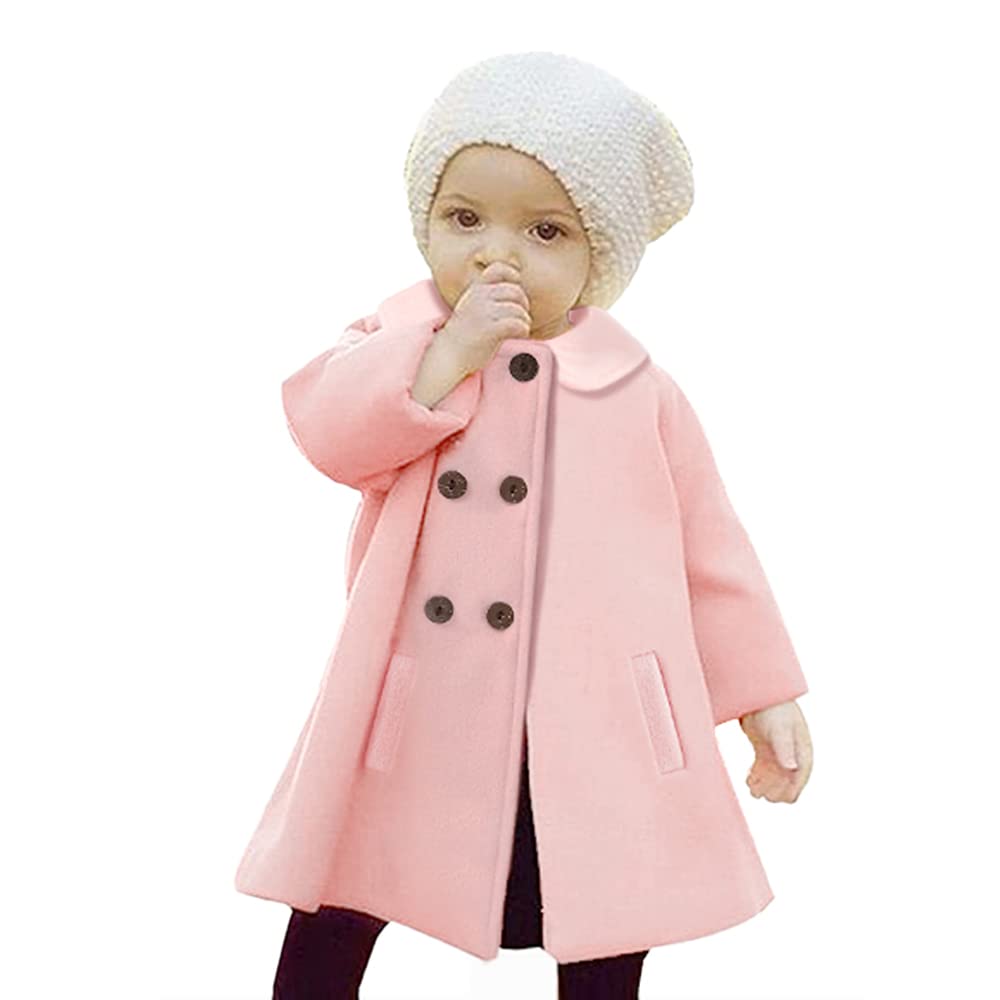 Photo 1 of JEELLIGULAR Toddler Baby Girl Coats Kids Cloak Button Warm Thick Jacket Clothes Baby Fall Winter Outwear Clothes Set (Pink, 2-3T)